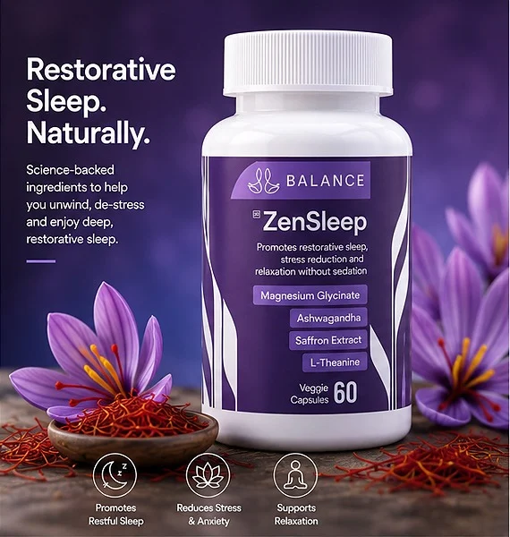 ZenSleep bottle with saffron flowers
