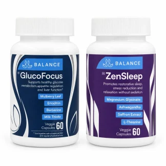 GlucoFocus and ZenSleep bottles side by side